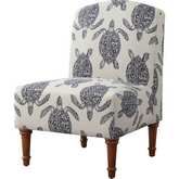 Hawksbill Accent Chair in Blue Sea Turtle Print Fabric